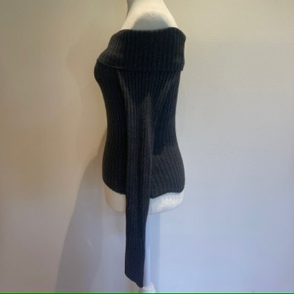 Motel Rocks Circe Knitted Bardot Jumper in Dark Charcoal - Size XS - Picture 2 of 5